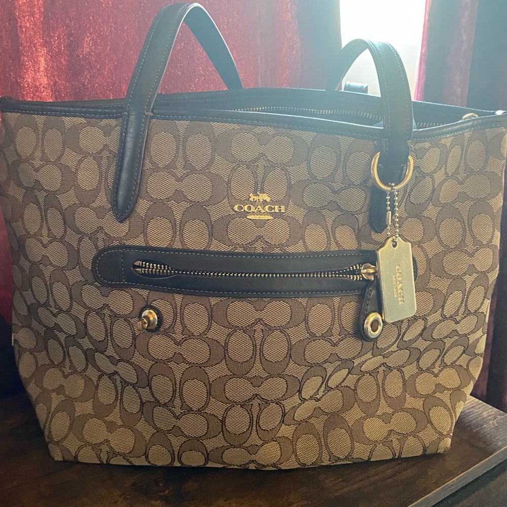 Coach Tan and Brown Signature Tote